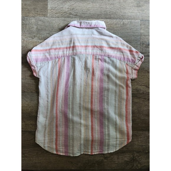 BEACHLUNCHLOUNGE Colorful Striped Short Sleeve Button Down Shirt Women's XS - Picture 4 of 6
